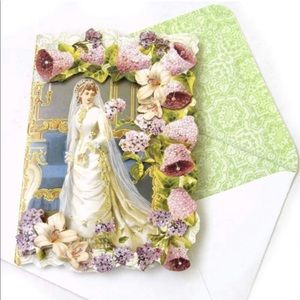 Punch Studio Single (1) Embellished 3D Die-Cut Card: Vintage Wedding (58798)